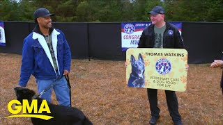 Staff sergeant reunites with retired military dog [upl. by Devlen298]