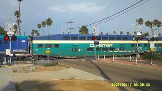 NCTD 5008 Coaster Train 677 North Cassidy St Railroad Crossing Oceanside CA [upl. by Karisa369]