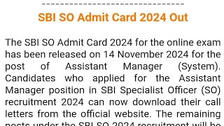 SBI So admit card 2024 out ☺️😃 sbiso admitcardout bankpoexam [upl. by Voccola]