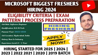 Microsoft Biggest Hiring For Freshers 🔥 Batch 2023 amp 2024  Hiring Opportunity  Test [upl. by Rudie213]