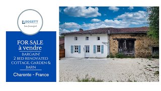 FOR SALE IN FRANCE  This lovely little white cottage and attached barn is for sale at only 93500€ [upl. by Prescott]