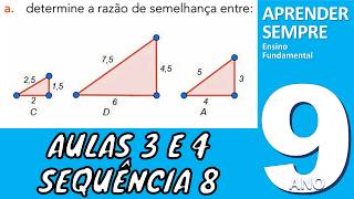 Perímetro e Área de Triângulos Semelhantes 9º Ano Aulas 3 e 4 Sequência 8 [upl. by Anaig]