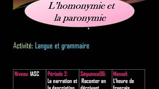 دروس الفرنسية  الاولى اعدادي  Lhomonymie et la paronymie page 143 [upl. by Horten960]