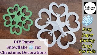 How to make Snowflakes out of paper in just 5 min Easy Paper Cutting Craft For Christmas Decoration [upl. by Sadirah]