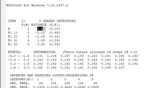 الفيديو الرابع تفسير نتائج نموذج الاستجابة المتدرجة باستخدام برنامج MULTILOG نظرية الاستجابة للمفردة [upl. by Ydnic]