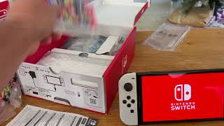 Nintendo Switch OLED Unboxing with Mario Kart Editiion [upl. by Blayze]