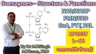 Coenzymes  Structure amp Biological Function  NAD FAD CoA TPP PAL  Biochemistry  BP203T  L66 [upl. by Anolahs379]