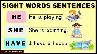 Sight Words Sentences  HE SHE HAVE  Practice Reading  Teaching Mama [upl. by Leacock476]