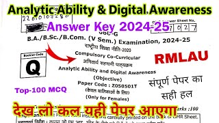 co curricular 5th semester rmlau answer key  analytic ability amp digital awareness solved paper 2025 [upl. by Egdirdle581]