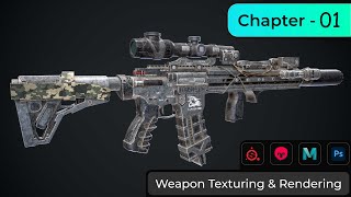 Weapon texturing amp rendering  chapter 17  Maya  Substance Painter  Marmoset Toolbag 4 [upl. by Arva]