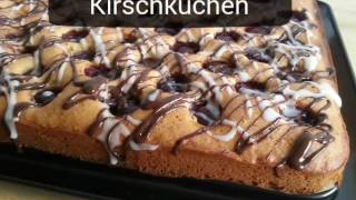 Schnell und Einfach  Kirschkuchen  leckerer HaselnussKuchen mit Kirschen belegt [upl. by Essirehc]