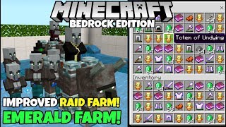 Minecraft Bedrock Fully AFK RAID FARM Improved 1500 EmeraldsHr Pillager Outpost Farm [upl. by Drawoh]