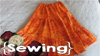 How to Sew a Peasant Skirt Without a Pattern ║ Simple Sewing 6 [upl. by Caye]