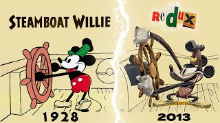 Steamboat willie Redux 2013 Full Animated Short comparison STABILIZED BETTER VERSION [upl. by Edaj]