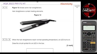 AQA GCSE Physics 2022  Paper 1 Q11 Higher Tier Past paper Questions Review Topic Electricity [upl. by Austin721]