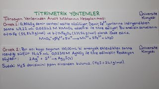 ANALİTİK KİMYATitrimetrik YöntemlerTitrasyon Verilerinden Analit Miktarının Hesaplaması 1 [upl. by Larsen913]