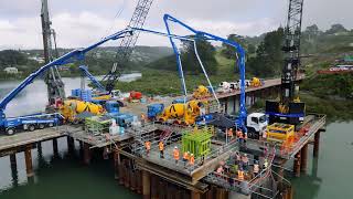 Building massive foundations in the river for New Zealands first extradosed bridge [upl. by Akihsar]