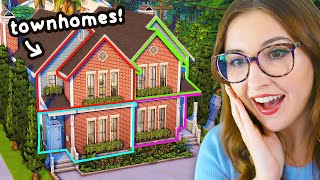 i tried building FUNCTIONAL townhomes for the sims 4 for rent [upl. by Anilrac]