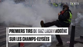 quotGilets jaunesquot acte 4  premiers accrochages sur les ChampsElysées [upl. by Monahon674]