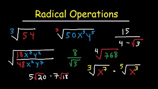 Simplifying Radical Expressions Adding Subtracting Multiplying Dividing amp Rationalize [upl. by Namrak]