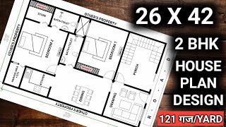 26 X 42 House Floor Plan  Architects Design  Architect House Plan Design Online  Draftsman 2 Room [upl. by Os]