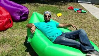 How to inflate air chair laybag lazy bag air sofa air lounge inflatable lounger the fun way [upl. by Admana]