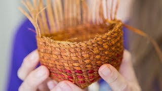 Twining Cedar 15 of 15 Ending  Weaving the Rim [upl. by Hope62]