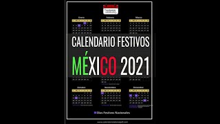 Calendario laboral México 2021  Días Festivos Mexicanos para 2021 Feriados y Puentes MÍRALO [upl. by Siramay940]