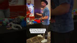 Winning some sheriff hats on a spinning dartsboard at chicago bullshooter darts [upl. by Nosnehpets]