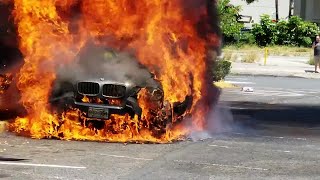 Car erupts in flames [upl. by Nance]