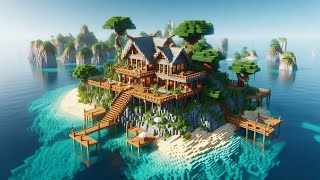 Minecraft Island House Building Ideas  How to Build [upl. by Richardson]