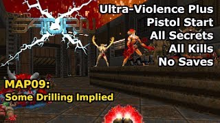 Doom II BTSX E1  MAP09 Some Drilling Implied UltraViolence Plus 100 [upl. by Yenttihw]