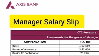 Axis Bank Manager Salary slip  Manager Salary in Axis Bank  Axis Bank Jobs Salary [upl. by Gualtiero]