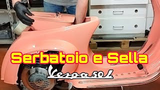 Montaggio serbatoio sella e manopoleFull Restoration Piaggio Vespa 50 LPart 21 [upl. by Akinahs217]