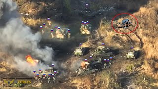 How Ukrainian FPV drones quickly blew up a Russian infantry tank convoy on its way to Kurakhove [upl. by Salokin]