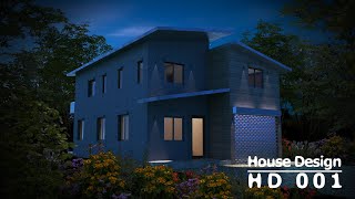 HD001 Sketchup Speed Build 7x11m with Night view render [upl. by Willey]