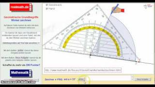 Winkel mit einem Geodreieck antragen  Veranschaulichung auf realmathde [upl. by Ydasahc703]