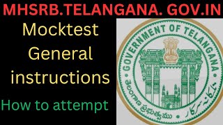 MHSRB EXAM TELANGANA  DISCUSSED ABOUT general instructions and point to remember when attempting [upl. by Novyat]