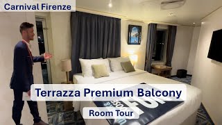 Carnival Firenze Terrazza Room Tour  Premium Vista Balcony  Stateroom 8484 [upl. by Torras]