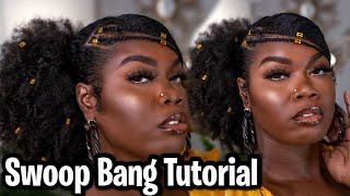 Easy Low Ponytail With Swoop Bang Tutorial  Type 4 Hair [upl. by Merrick]