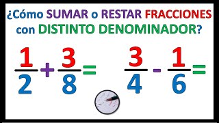 SUMA y RESTA de FRACCIONES con DIFERENTE DENOMINADOR  Método 1 Fracciones equivalentes [upl. by Kolosick]