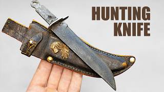 Old Vintage Broken Hunting Knife Restoration Black Marble handle [upl. by Ellynn]