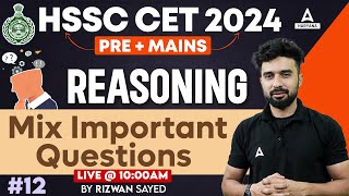 Haryana CET Reasoning Classes 2024  Mix Important Questions 12  Rizwan Sir [upl. by Uhthna]