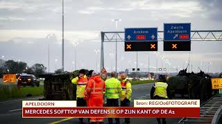 Defensie voertuig op zijn kant op de A1 [upl. by Corbett]