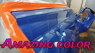 Amazing color Tinsmith work Auto repair Car Painting Glasurit base SATA HVLP 5000 Iwata WS400 [upl. by Arretnahs]