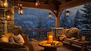 Winter Cozy Porch Ambience with Peaceful Piano Music and relaxing New Year music of all time [upl. by Reagan632]