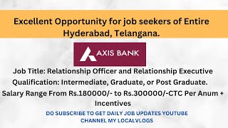 Axis Bank Jobs for Freshers Direct walkins bankjobs [upl. by Angelo222]