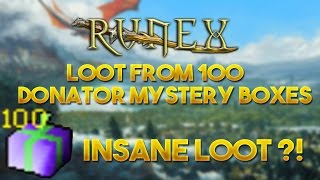 RuneX  Loot from 100 Donator Mystery Boxes  100 Safe Gambling [upl. by Aivekahs]