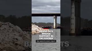 Barge hits bridge support in Oklahoma [upl. by Hsreh243]