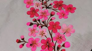 Cherry blossom painting on fabric কাপড়ে খুব সহজে চেরি ফুল আঁকার পদ্ধতি [upl. by Ilellan]